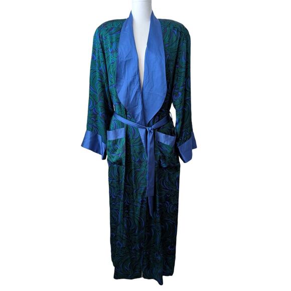 Victoria's Secret Other - Victoria's Secret Vintage 80s 90s Gold Label 100% Silk Long Robe - Peacock